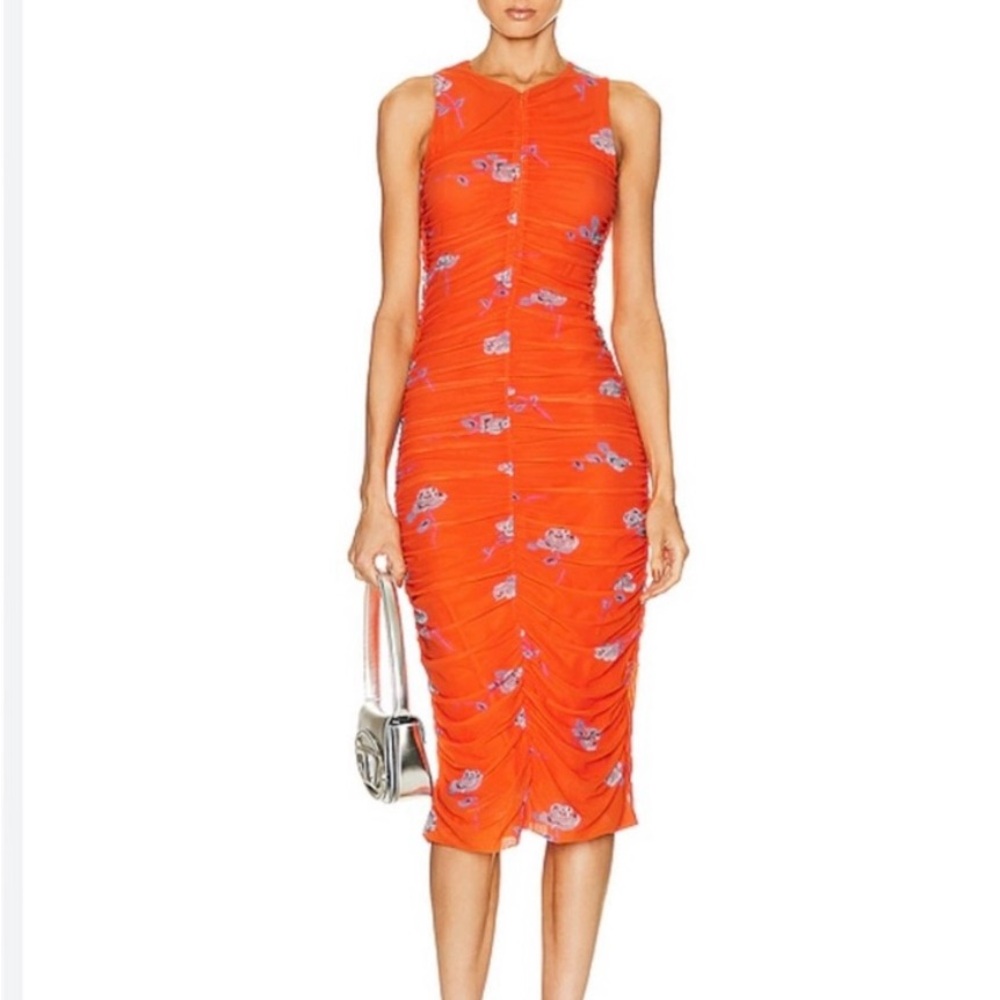 Gabby Orange Floral Sleeveless Dress